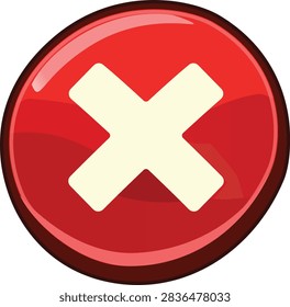 Red circular cross mark icon representing cancellation, error, rejection, and close actions.