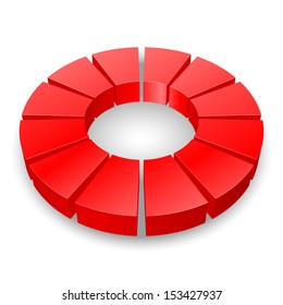 Red circular diagram isolated on white background. 