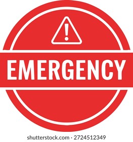 Señal de emergencia circular roja con el icono de la exclamación y negrita blanca