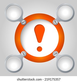 red circular frame for text and exclamation mark