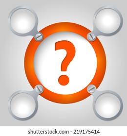 red circular frame for text and question mark