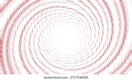 Fondo espiral de punto de semitono circular rojo con Ilustración vectorial de movimiento radial