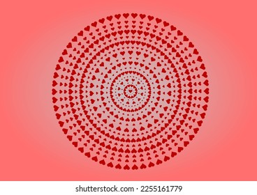 Red circular heart geometric shape. Valentine's day