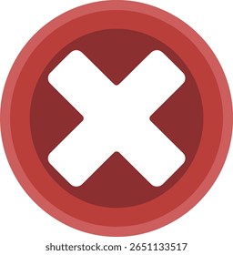 Red circular icon with a white cross symbol indicating error or cancellation