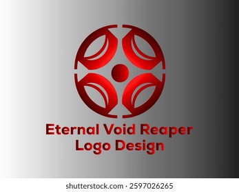 Red circular logo design. Abstract symbol. Modern and minimalist style.