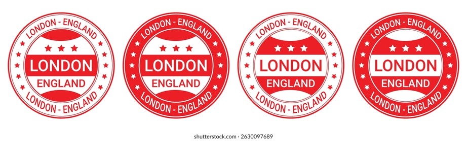  vermelho circular londres inglaterra carimbo ícones com estrelas e negrito texto usado para identidade de viagem ou localização marca