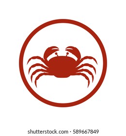 red circular ornament with crab inside vector illustration