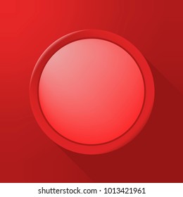 Red Circular Plastic Button on Color Background . Isolated Vector Element