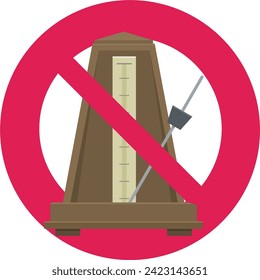 Red circular prohibition symbol with crossed out metronome in flat design style (cut out)