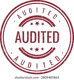A red circular rubber stamp with the word Audited, featuring a grunge texture on white background.
