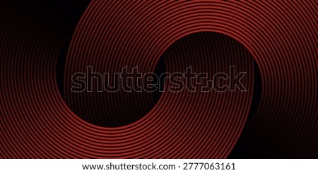 Red Circular Sound Waves Background with Neon Radial Lines on Black. 
