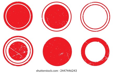 Red circular stamps frame. Vector illustration
