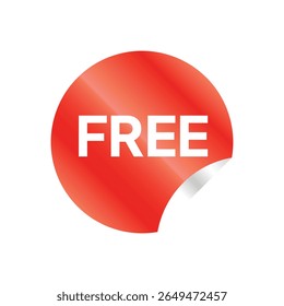 A red, circular sticker with "FREE" in bold white text peels from the bottom right, glossy surface, bright lighting, isolated on white.