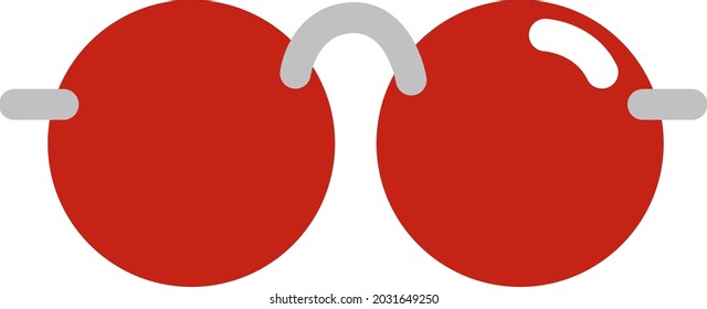 Red circular sunglasses, illustration, vector, on a white background.