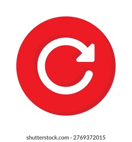 Red circular undo icon for mobile app history and reverse button