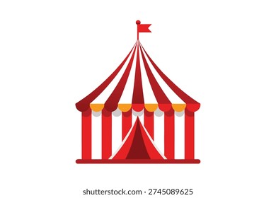 Red circus tent on white background