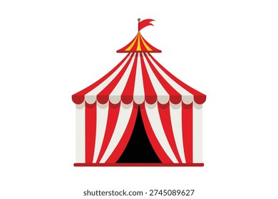 Red circus tent on white background