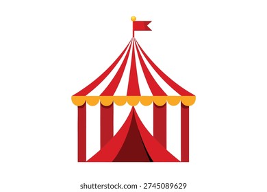 Red circus tent on white background