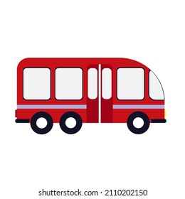 Ilustración vectorial aislada del autobús urbano rojo. Vehículo. Transporte de pasajeros