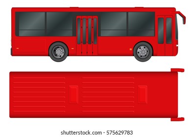 Red City bus template. Passenger transport. Vector illustration eps 10 isolated on white background.