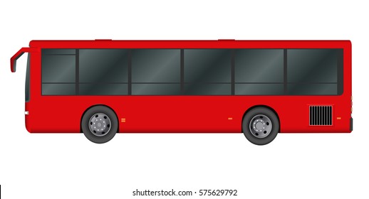 Red City bus template. Passenger transport. Vector illustration eps 10 isolated on white background.