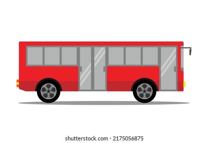 Red city bus,Cartoon bus vector, Flat style concept of public transport.