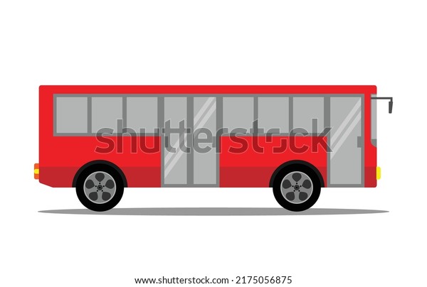 Red city bus,Cartoon bus vector, Flat style\
concept of public\
transport.