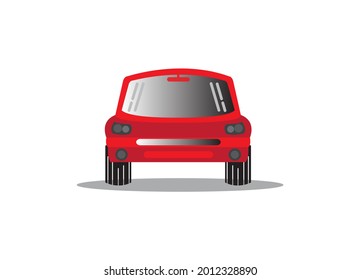 Red city car isolated. Front view. Vector flat style illustration