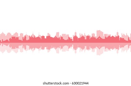 Red cityscape silhouette and reflection
abstract vector city 