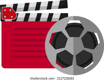 Red clapper board, illustration, vector on a white background.