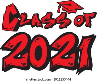 Red Class of 2021 Graffiti Tag Design