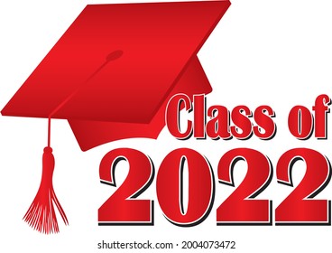 Red Class of 2022 Graduation Cap