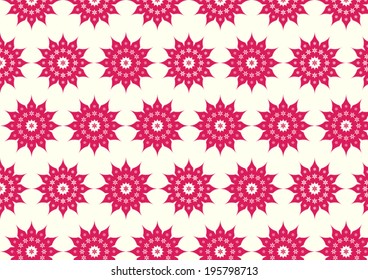 Red classic blossom and modern bloom shape on pastel background. Vintage and old flower pattern style for retro design