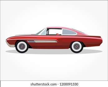 red classic car vector illustration with details