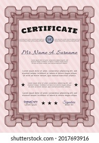 Red Classic Certificate or Diploma template.  Perfect design.  With guilloche pattern and background.  Customizable, Easy to edit and change colors. 