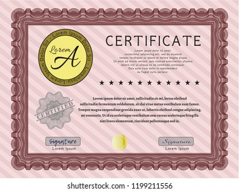 Red Classic Certificate template. With background. Customizable, Easy to edit and change colors. Modern design. 
