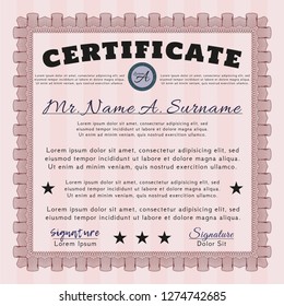 Red Classic Certificate template. With background. Customizable, Easy to edit and change colors. Money Pattern. 