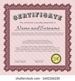 Red Classic Certificate template. With background. Elegant design. Customizable, Easy to edit and change colors. 