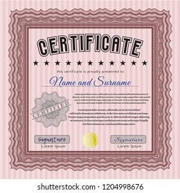 Red Classic Certificate template. With complex background. Detailed. Nice design. 