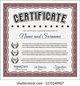 Red Classic Certificate template. With complex background. Customizable, Easy to edit and change colors. Retro design. 