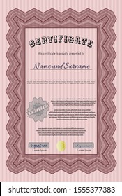 Red Classic Certificate template. Complex background. Elegant design. Detailed. 
