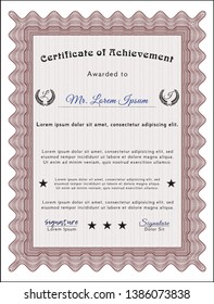 Red Classic Certificate template. Cordial design. Printer friendly. Vector illustration. 