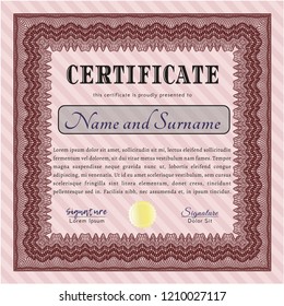 Red Classic Certificate template. Customizable, Easy to edit and change colors. With background. Elegant design. 