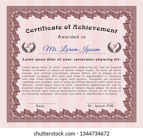 Red Classic Certificate template. Customizable, Easy to edit and change colors. Easy to print. Retro design. 