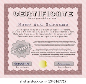 Red Classic Certificate template. Customizable, Easy to edit and change colors. With complex linear background. Money style design. 