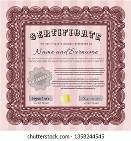 Red Classic Certificate template. Customizable, Easy to edit and change colors. Complex background. Lovely design. 