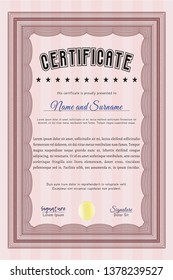 Red Classic Certificate template. Customizable, Easy to edit and change colors. With guilloche pattern and background. Retro design. 