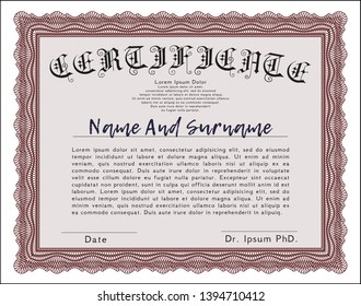 Red Classic Certificate template. Customizable, Easy to edit and change colors. Printer friendly. Money design. 