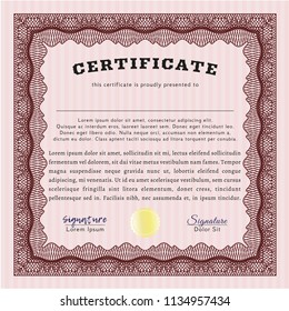 Red Classic Certificate template. Detailed. With background. Nice design. 