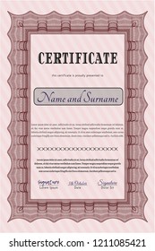 Red Classic Certificate template. Detailed. With quality background. Modern design. 
